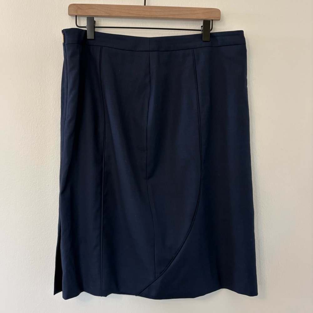 Boss Blue Wool Skirt - Asymmetrical seams style, size 12